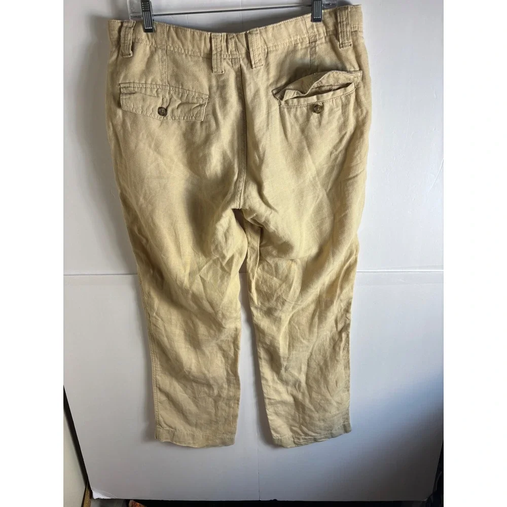 Murano Baird McNutt Linen Pants Mens 34x30 Tan Beige Drawstring Beach Trousers